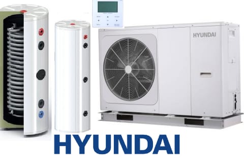 Zestaw Pompa Ciepła HYUNDAI Monoblok 12kW + Zbiornik buforowy SL 130L + SOLITANK Zasobnik stojący CWU 245L z wężownicą 3.83m2