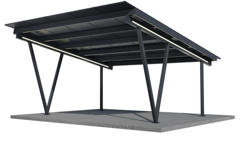 Wiaty / Carport M2 z konstrukcją pod PV (Rozstaw podpór 5,7m)